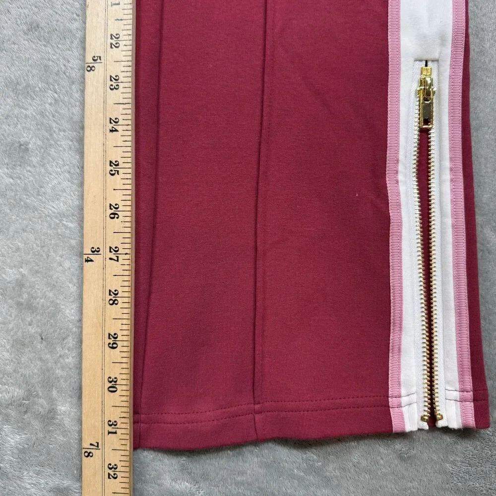 Care Tucker Pants Womens XS Red Jordan Interlock Bordeaux Side Stripe Zip Office